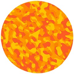 Orange And Yellow Camouflage Pattern Wooden Puzzle Round by SpinnyChairDesigns