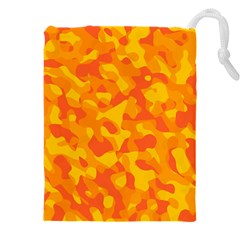 Orange And Yellow Camouflage Pattern Drawstring Pouch (5xl) by SpinnyChairDesigns