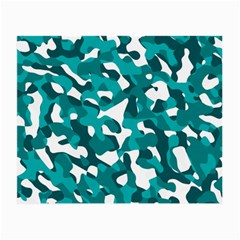 Teal And White Camouflage Pattern Small Glasses Cloth (2 Sides) by SpinnyChairDesigns