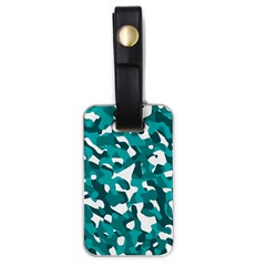 Teal And White Camouflage Pattern Luggage Tag (one Side) by SpinnyChairDesigns