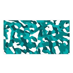 Teal And White Camouflage Pattern Satin Shawl by SpinnyChairDesigns