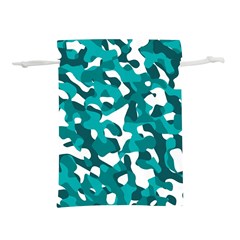 Teal And White Camouflage Pattern Lightweight Drawstring Pouch (m) by SpinnyChairDesigns