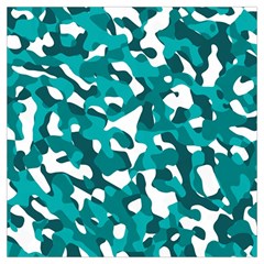 Teal And White Camouflage Pattern Long Sheer Chiffon Scarf  by SpinnyChairDesigns