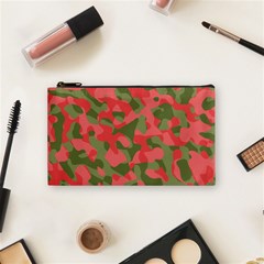 Pink And Green Camouflage Pattern Cosmetic Bag (small) by SpinnyChairDesigns