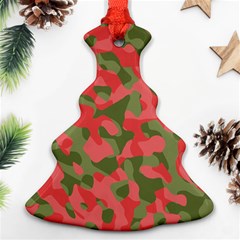 Pink And Green Camouflage Pattern Christmas Tree Ornament (two Sides) by SpinnyChairDesigns