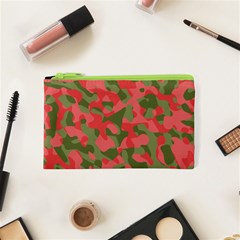 Pink And Green Camouflage Pattern Cosmetic Bag (xs) by SpinnyChairDesigns