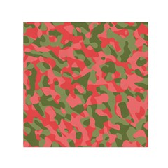 Pink And Green Camouflage Pattern Small Satin Scarf (square) by SpinnyChairDesigns