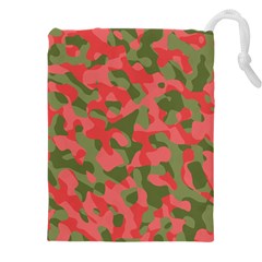 Pink And Green Camouflage Pattern Drawstring Pouch (5xl) by SpinnyChairDesigns