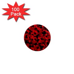 Red And Black Camouflage Pattern 1  Mini Magnets (100 Pack)  by SpinnyChairDesigns