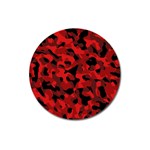 Red and Black Camouflage Pattern Magnet 3  (Round) Front