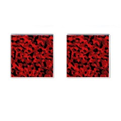 Red And Black Camouflage Pattern Cufflinks (square) by SpinnyChairDesigns