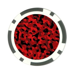 Red And Black Camouflage Pattern Poker Chip Card Guard by SpinnyChairDesigns