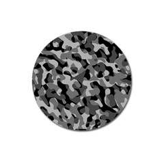 Grey And Black Camouflage Pattern Magnet 3  (round) by SpinnyChairDesigns