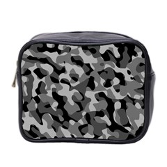 Grey And Black Camouflage Pattern Mini Toiletries Bag (two Sides) by SpinnyChairDesigns