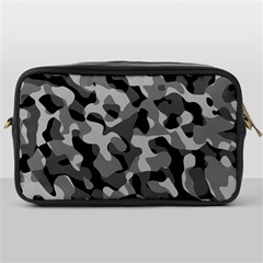 Grey And Black Camouflage Pattern Toiletries Bag (one Side) by SpinnyChairDesigns