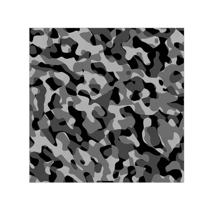 Grey and Black Camouflage Pattern Small Satin Scarf (Square)