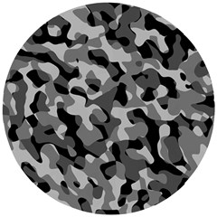 Grey And Black Camouflage Pattern Wooden Puzzle Round by SpinnyChairDesigns