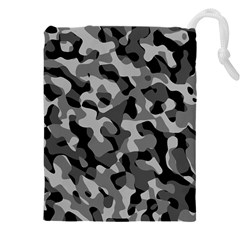 Grey And Black Camouflage Pattern Drawstring Pouch (4xl) by SpinnyChairDesigns