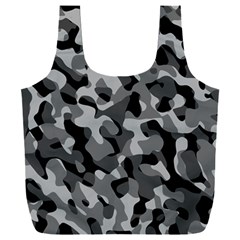 Grey And Black Camouflage Pattern Full Print Recycle Bag (xxl) by SpinnyChairDesigns