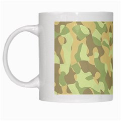 Light Green Brown Yellow Camouflage Pattern White Mugs by SpinnyChairDesigns