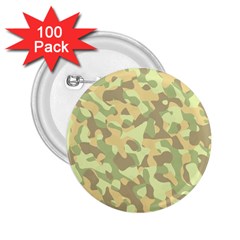 Light Green Brown Yellow Camouflage Pattern 2 25  Buttons (100 Pack)  by SpinnyChairDesigns