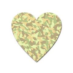 Light Green Brown Yellow Camouflage Pattern Heart Magnet by SpinnyChairDesigns