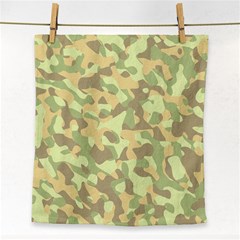 Light Green Brown Yellow Camouflage Pattern Face Towel by SpinnyChairDesigns