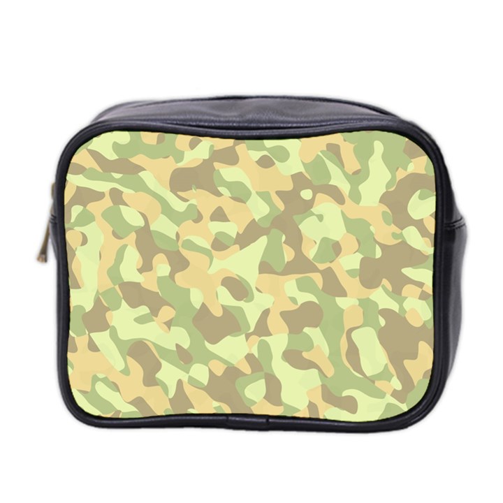 Light Green Brown Yellow Camouflage Pattern Mini Toiletries Bag (Two Sides)