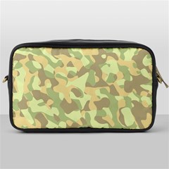 Light Green Brown Yellow Camouflage Pattern Toiletries Bag (one Side) by SpinnyChairDesigns