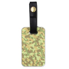 Light Green Brown Yellow Camouflage Pattern Luggage Tag (one Side) by SpinnyChairDesigns