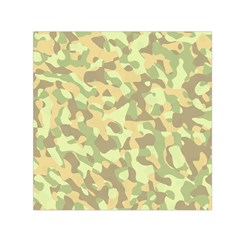 Light Green Brown Yellow Camouflage Pattern Small Satin Scarf (square) by SpinnyChairDesigns