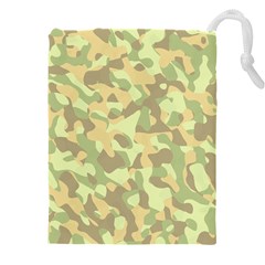 Light Green Brown Yellow Camouflage Pattern Drawstring Pouch (5xl) by SpinnyChairDesigns