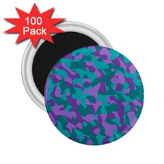 Purple And Teal Camouflage Pattern 2 25  Magnets (100 Pack)  by SpinnyChairDesigns