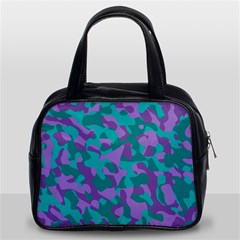 Purple And Teal Camouflage Pattern Classic Handbag (two Sides) by SpinnyChairDesigns