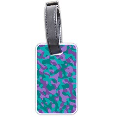 Purple And Teal Camouflage Pattern Luggage Tag (one Side) by SpinnyChairDesigns