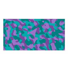 Purple And Teal Camouflage Pattern Satin Shawl by SpinnyChairDesigns