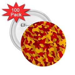 Red And Yellow Camouflage Pattern 2 25  Buttons (100 Pack)  by SpinnyChairDesigns