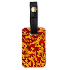 Red And Yellow Camouflage Pattern Luggage Tag (one Side) by SpinnyChairDesigns