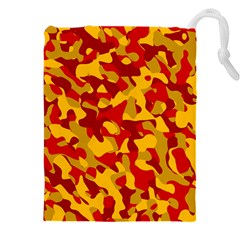 Red And Yellow Camouflage Pattern Drawstring Pouch (4xl) by SpinnyChairDesigns