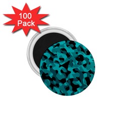 Black And Teal Camouflage Pattern 1 75  Magnets (100 Pack)  by SpinnyChairDesigns