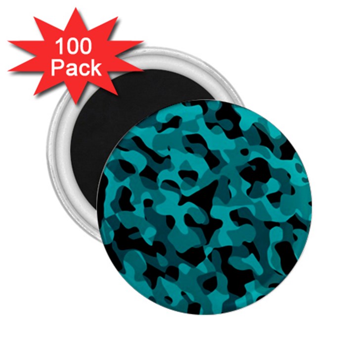 Black and Teal Camouflage Pattern 2.25  Magnets (100 pack) 