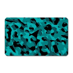 Black And Teal Camouflage Pattern Magnet (rectangular) by SpinnyChairDesigns