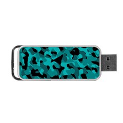 Black And Teal Camouflage Pattern Portable Usb Flash (one Side) by SpinnyChairDesigns