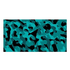 Black And Teal Camouflage Pattern Satin Shawl by SpinnyChairDesigns