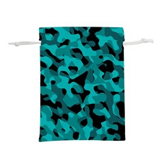 Black And Teal Camouflage Pattern Lightweight Drawstring Pouch (s) by SpinnyChairDesigns