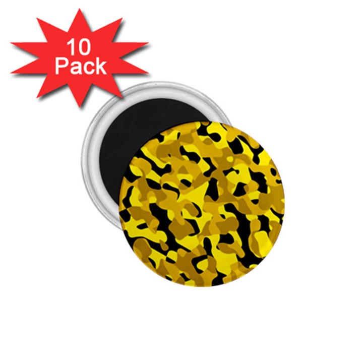 Black and Yellow Camouflage Pattern 1.75  Magnets (10 pack) 