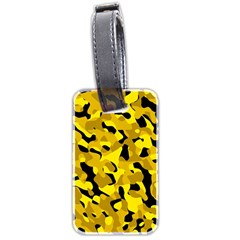 Black And Yellow Camouflage Pattern Luggage Tag (two Sides) by SpinnyChairDesigns