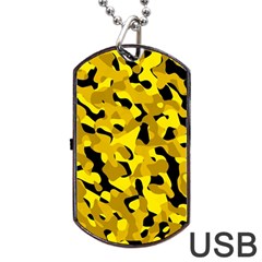 Black And Yellow Camouflage Pattern Dog Tag Usb Flash (one Side) by SpinnyChairDesigns