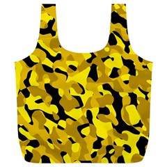 Black And Yellow Camouflage Pattern Full Print Recycle Bag (xl) by SpinnyChairDesigns