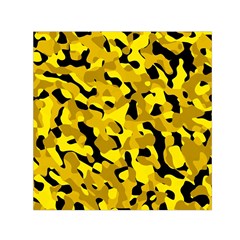 Black And Yellow Camouflage Pattern Small Satin Scarf (square) by SpinnyChairDesigns